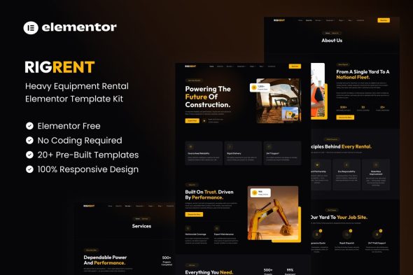 Rigrent  – Heavy Equipment Rental Elementor Template Kit