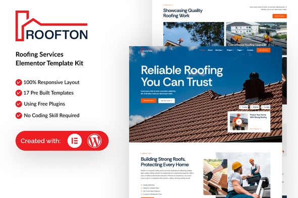 Roofton  – Roofing Services Elementor Template Kit