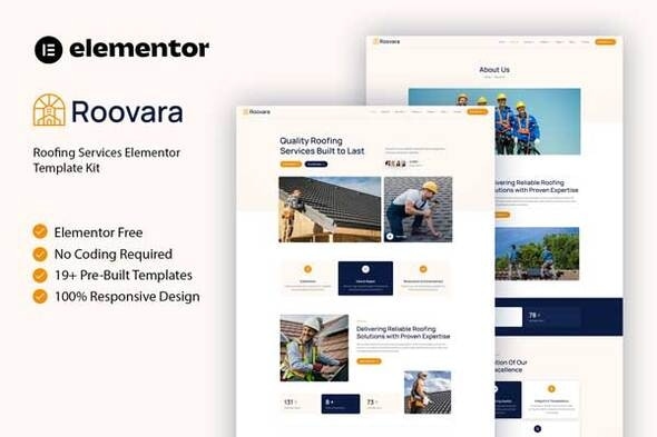 Roovara  – Roofing Services Elementor Template Kit