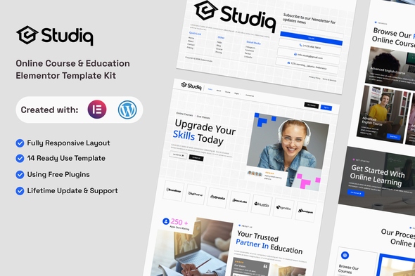 Studiq  – Online Course & Education Elementor Template Kit