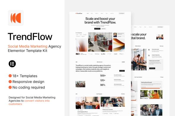TrendFlow  – Social Media Marketing Agency Elementor Template Kit