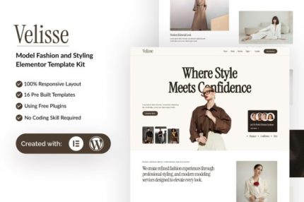 Velisse - Model Fashion & Styling Elementor Template Kit