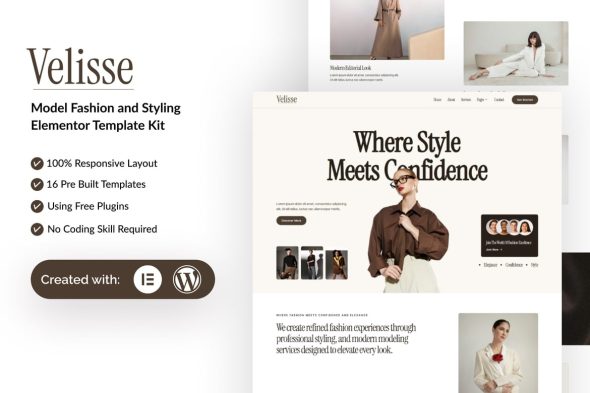 Velisse  – Model Fashion & Styling Elementor Template Kit