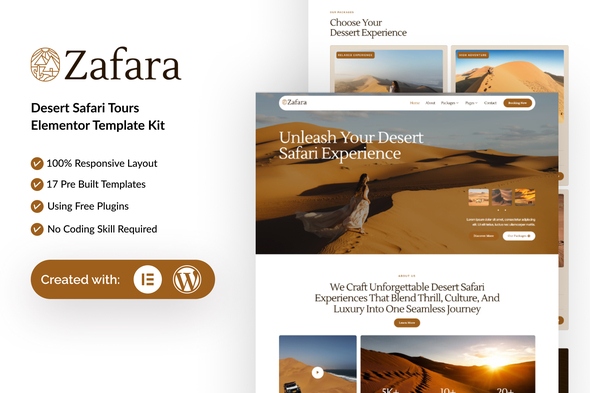 Zafara  – Desert Safari Tours Elementor Template Kit