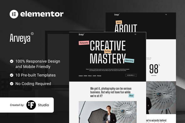 Arveya  – Commercial & Advertising Photography Portfolio Elementor Kit