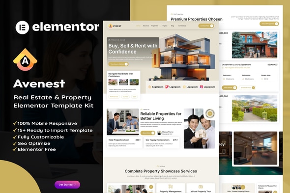 Avenest  – Real Estate & Property Showcase Elementor Template Kit
