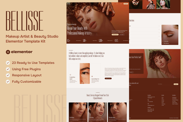Bellisse  – Makeup Artist & Beauty Studio Elementor Template Kit