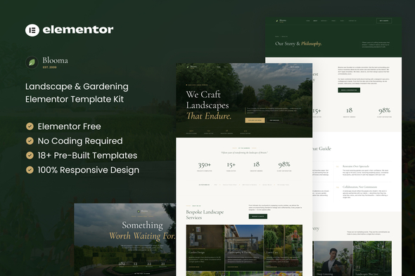 Blooma  – Landscape & Gardening Elementor Template Kit
