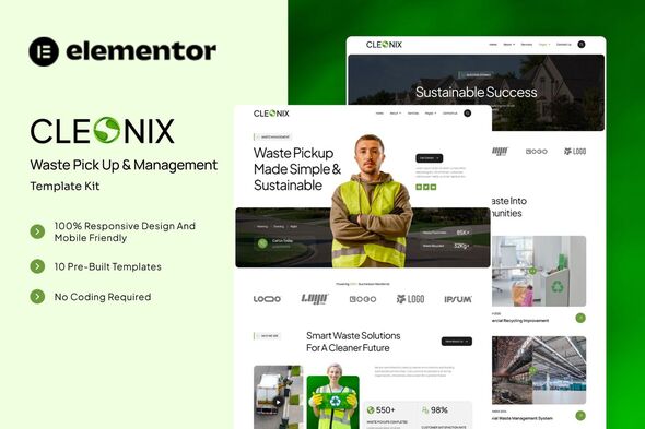 Cleonix  – Waste Pick Up & Management Elementor Template Kit