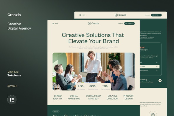 Creazia  – Creative Agency Website Elementor Template Kits