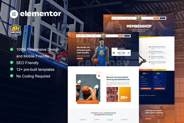 DunkSquad  – Basketball Team & Sport Club Elementor Pro Template Kit