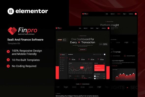 Finpro  – Saas & Finance Software Elementor Template Kit