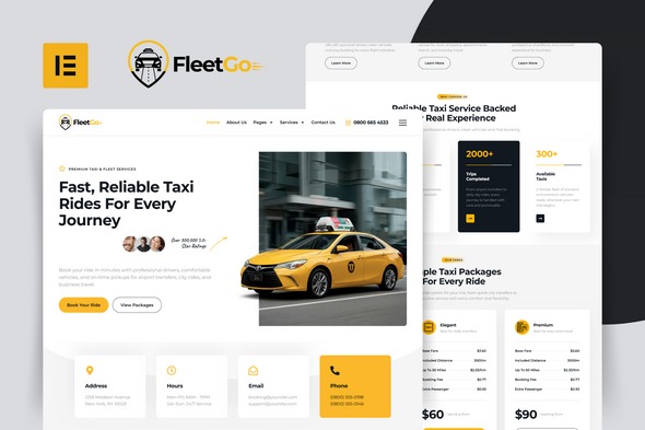 FleetGo  – Taxi Fleet Services Elementor Pro Template Kit