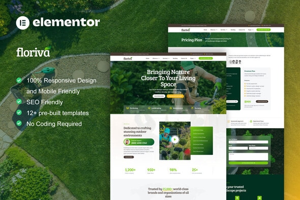 Floriva  – Landscape & Gardening Elementor Pro Template Kit