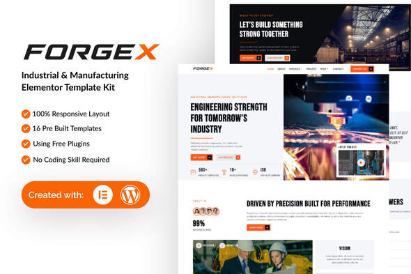 ForgeX  – Industrial & Manufacturing Elementor Template Kit