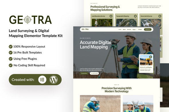 Geotra  – Land Surveying & Digital Mapping Elementor Template Kit
