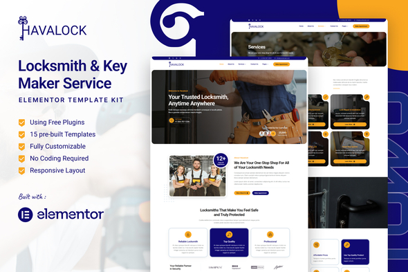 HavaLock  – Locksmith & Key Maker Service Elementor Template Kit