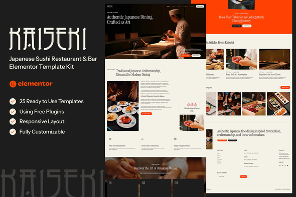 Kaiseki  – Japanese Sushi Restaurant & Bar Elementor Template Kit