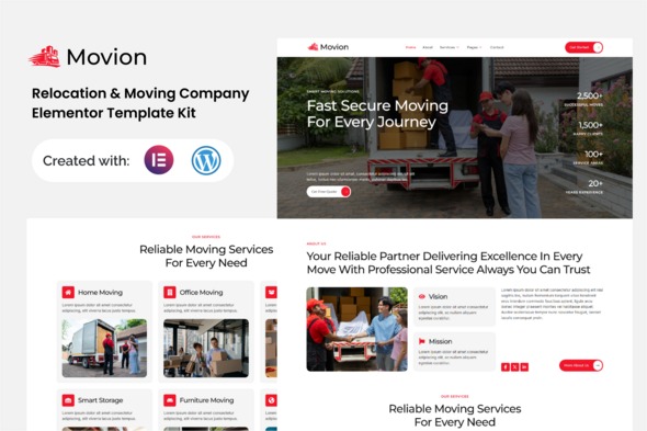 Movion  – Relocation & Moving Company Elementor Template Kit