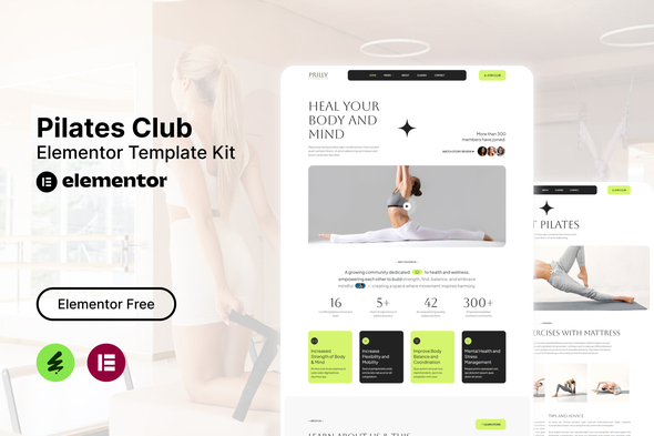 Prilly  – Pilates Club Elementor Template Kit