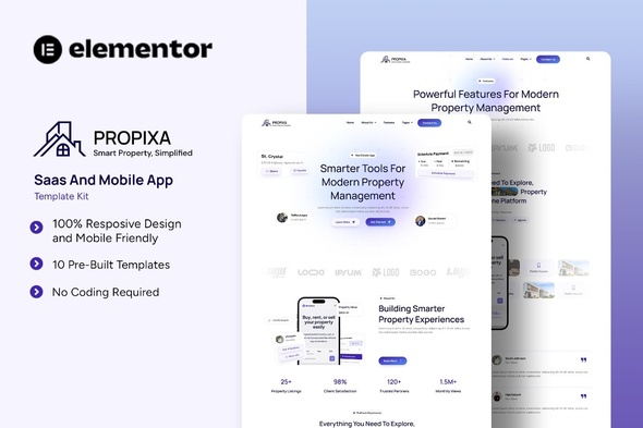 Propixa  – Saas & Mobile App Elementor Template Kit