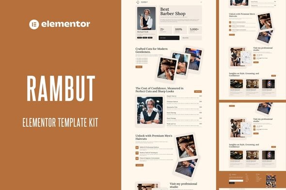 Rambut  – Barbershop Elementor Pro Template Kit