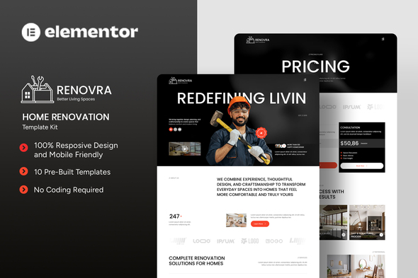 Renovra  – Home Renovation Elementor Template Kit