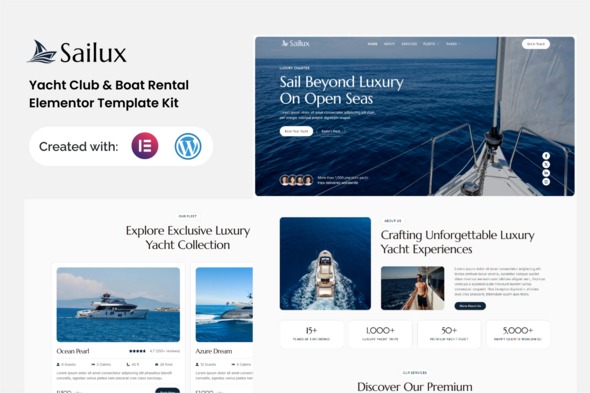 Sailux  – Yacht Club & Boat Rental Elementor Template Kit