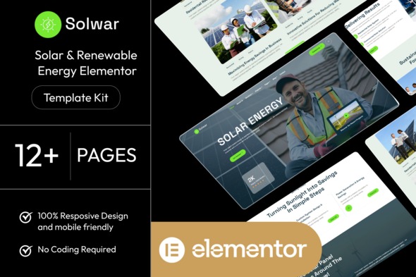 Solwar  – Solar & Renewable Energy Elementor Template Kit