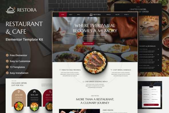 Restora  – Restaurant & Cafe Elementor Template Kit