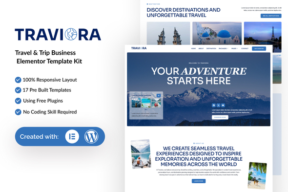 Traviora  – Travel & Trip Business Elementor Template Kit