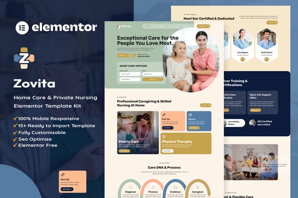 Zovita  – Home Care & Private Nursing Elementor Template Kit