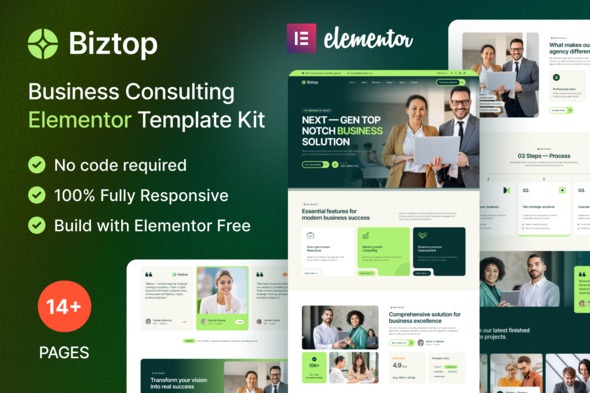 Biztop  – Business Consulting Elementor Template Kit