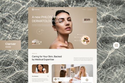 Clariver - Dermatology Skincare Clinic Website Elementor Template Kits