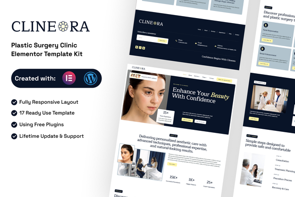 Clineora  – Plastic Surgery Clinic Elementor Template Kit