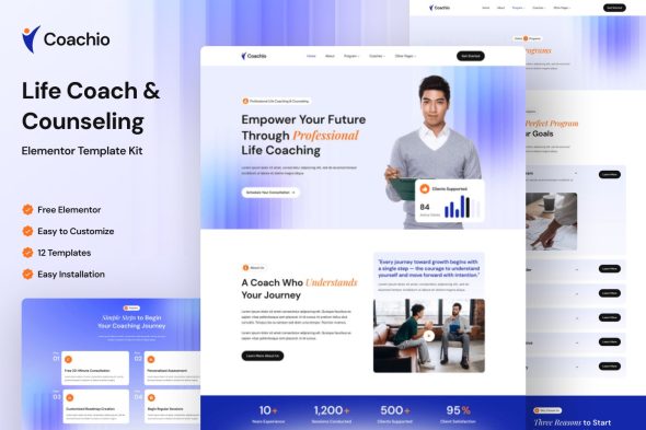 Coachio  – Life Coach & Counseling Elementor Template Kit