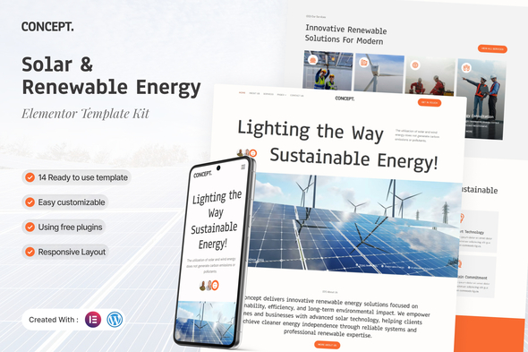 Concept  – Solar & Renewable Energy Elementor Template Kit