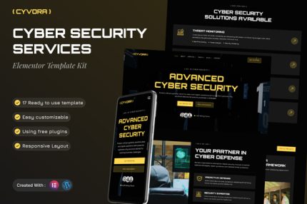 Cyvora - Cyber Security Services Elementor Template Kit