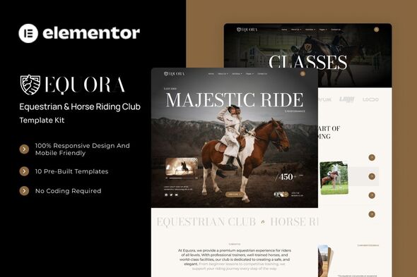 Equora  – Equestrian & Horse Riding Club Elementor Template Kit