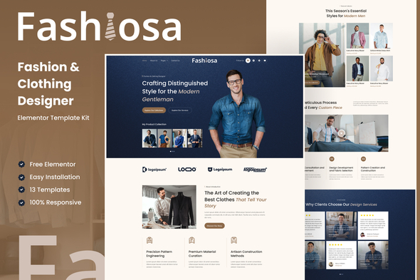 Fashiosa  – Fashion & Clothing Designer Elementor Template Kit
