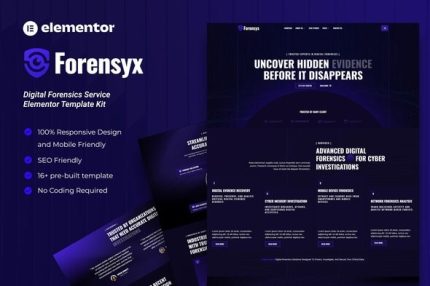 Forensyx - Digital Forensics Service Elementor Template Kit