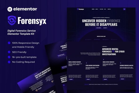 Forensyx  – Digital Forensics Service Elementor Template Kit