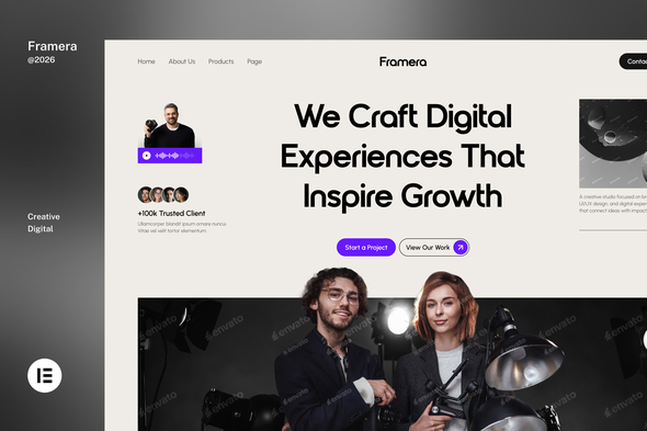Framera  – Creative Studio Portfolio Elementor Template Kits