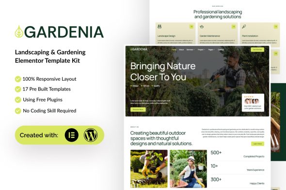 Gardenia  – Landscaping & Gardening Elementor Template Kit