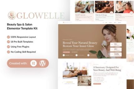 Glowelle - Beauty Salon & Spa Elementor Template Kit