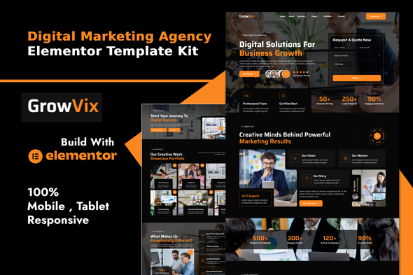 Growvix  – Digital Marketing Agency Elementor Template Kit