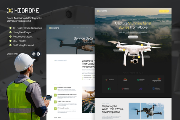 Hidrone  – Drone Aerial Video & Photography Elementor Template Kit