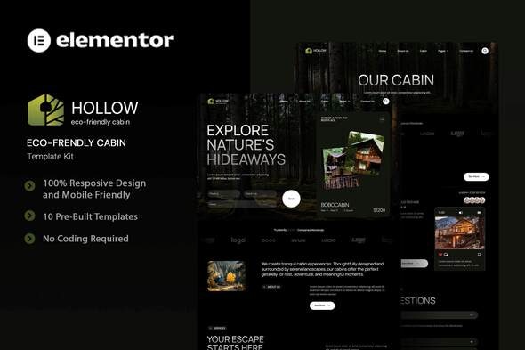 Hollow  – Eco-Friendly Cabin Elementor Template Kit