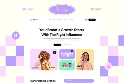 Houszi - Influencer Agency Website Elementor Template Kit
