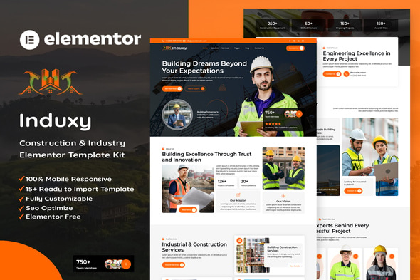 Induxy  – Construction & Industry Elementor Template Kit